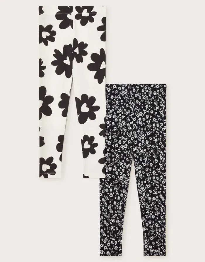 Monsoon 2Pack Floral Leggings Black Children Trousers and Shorts Monsoon 2Pack Floral Leggings Black Children Trousers and Shorts