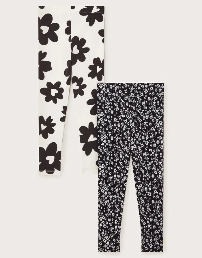 Monsoon 2Pack Floral Leggings Black Children Trousers and Shorts Monsoon 2Pack Floral Leggings Black Children Trousers and Shorts