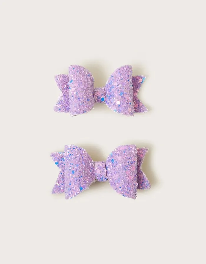 Monsoon 2Pack Glitter Bow Hair Clips Children Girls039 Hair Accessories
