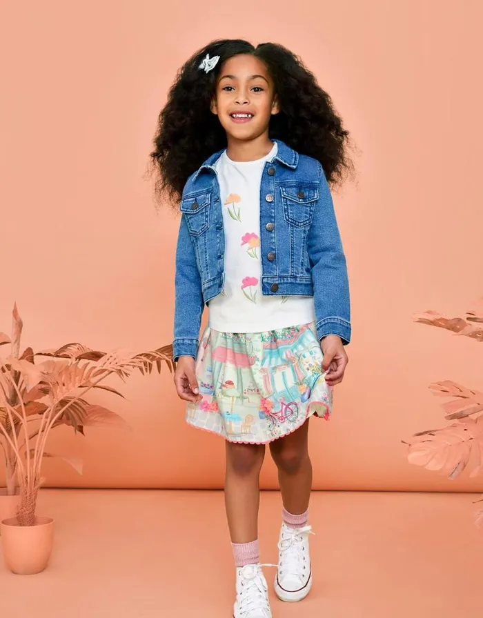 Monsoon 3D Flower Broderie Top Ivory Children Tops and Tshirts
