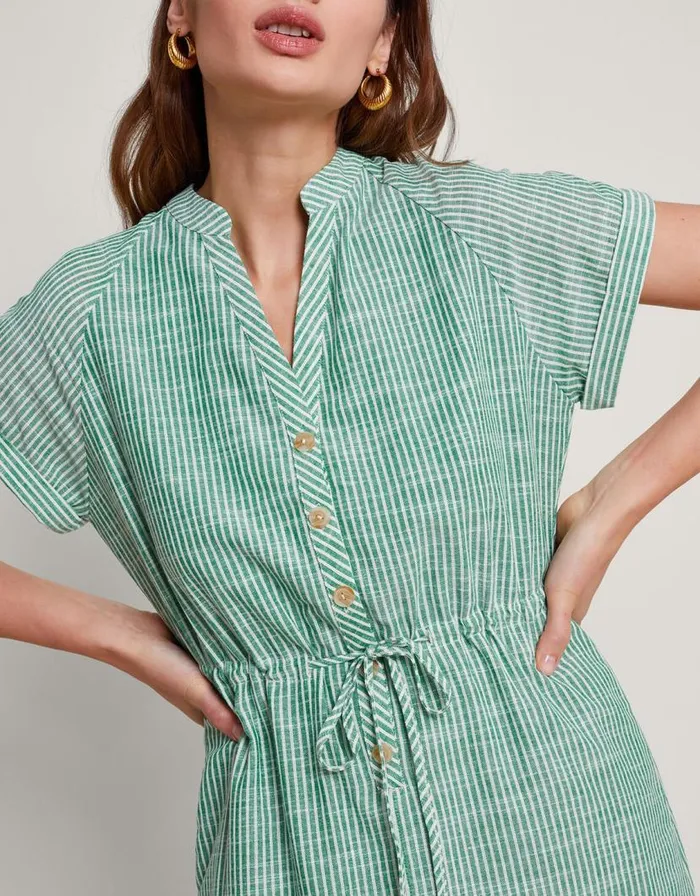 Monsoon Athena Stripe Dress Green Women Casualwear Monsoon Athena Stripe Dress Green Women Casualwear