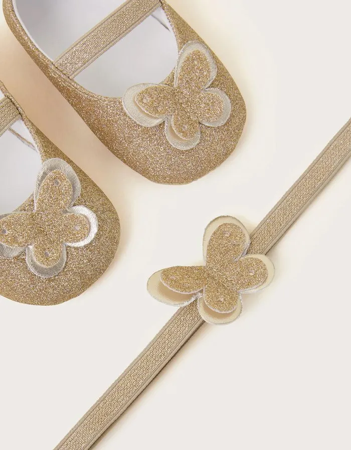 Monsoon Baby Butterfly Booties And Bando Gold Children Partywear Monsoon Baby Butterfly Booties And Bando Gold Children Partywear