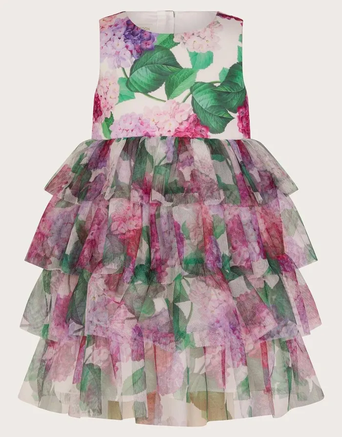 Monsoon Baby Hydrangea Ruffle Dress Pink Children Dresses