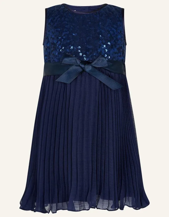 Monsoon Baby Keita Dress Blue Children Dresses