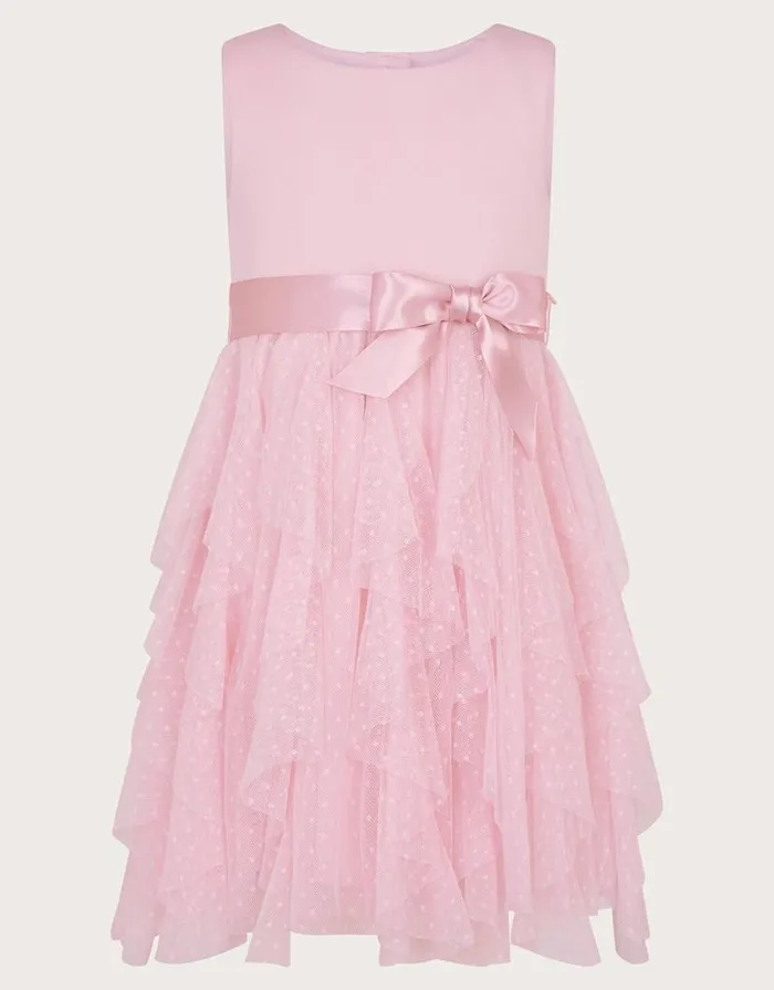 Monsoon Baby Millie Ruffle Dress Pink Children Dresses