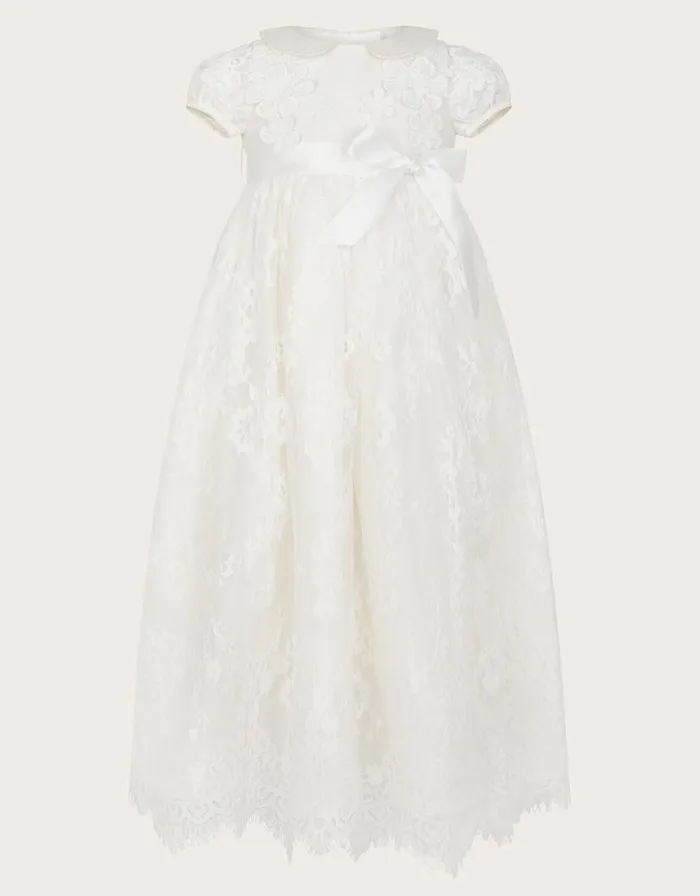 Monsoon Baby Provenza Silk Christening Gown Ivory Children Dresses