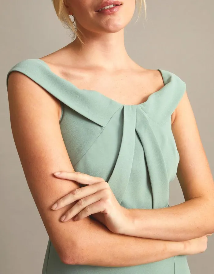 Monsoon Beatrice Crepe Bardot Maxi Dress Green Women Occasionwear Monsoon Beatrice Crepe Bardot Maxi Dress Green Women Occasionwear