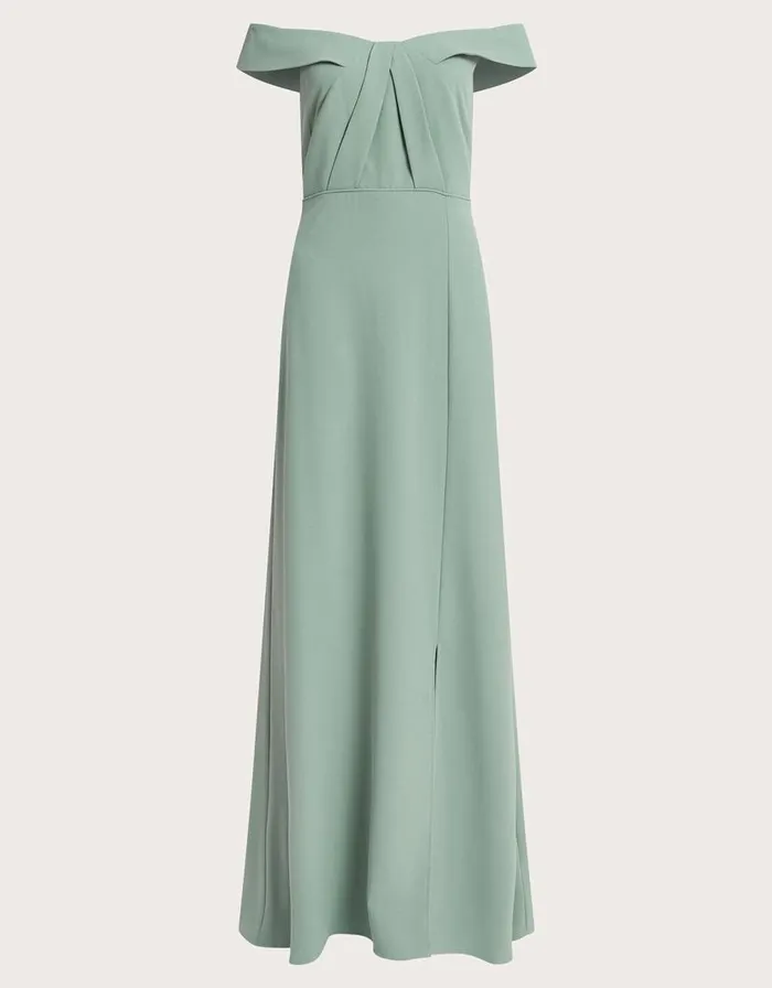 Monsoon Beatrice Crepe Bardot Maxi Dress Green Women Occasionwear Monsoon Beatrice Crepe Bardot Maxi Dress Green Women Occasionwear