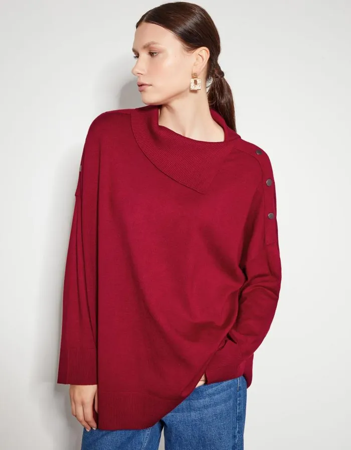 Monsoon Beth Button Detail Jumper Red Women Knitwear