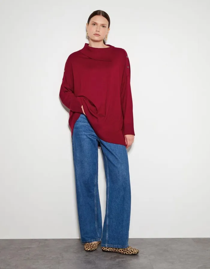 Monsoon Beth Button Detail Jumper Red Women Knitwear Monsoon Beth Button Detail Jumper Red Women Knitwear