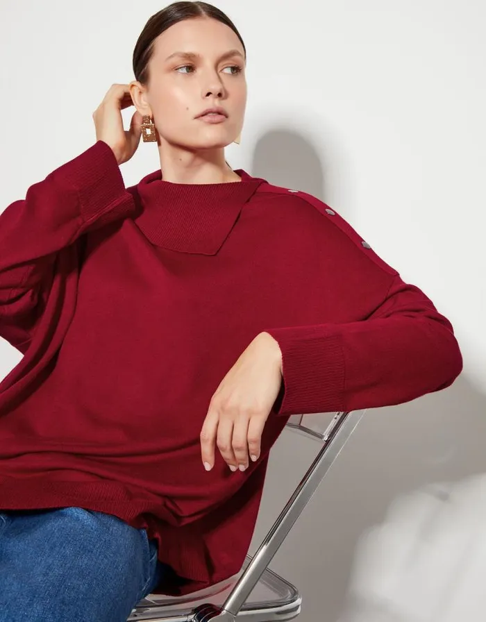 Monsoon Beth Button Detail Jumper Red Women Knitwear Monsoon Beth Button Detail Jumper Red Women Knitwear