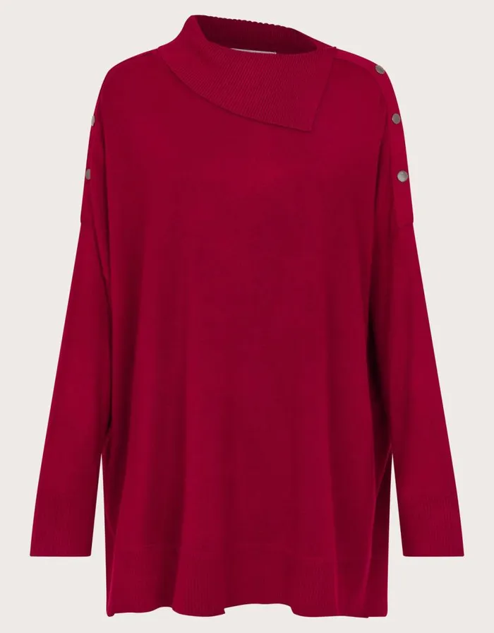 Monsoon Beth Button Detail Jumper Red Women Knitwear Monsoon Beth Button Detail Jumper Red Women Knitwear