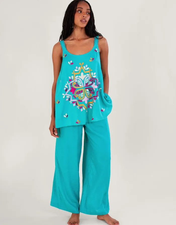 Monsoon Bonita Embroidered Cami Blue Women Tops and Blouses