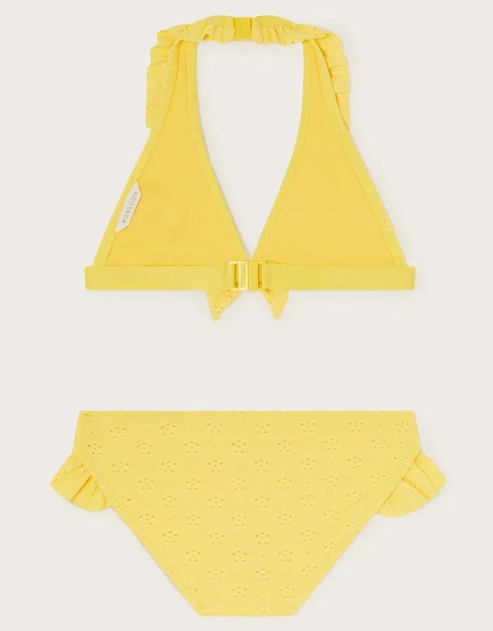 Monsoon Broderie Triangle Bikini Set Yellow Children Beachwear and Swimwear Monsoon Broderie Triangle Bikini Set Yellow Children Beachwear and Swimwear