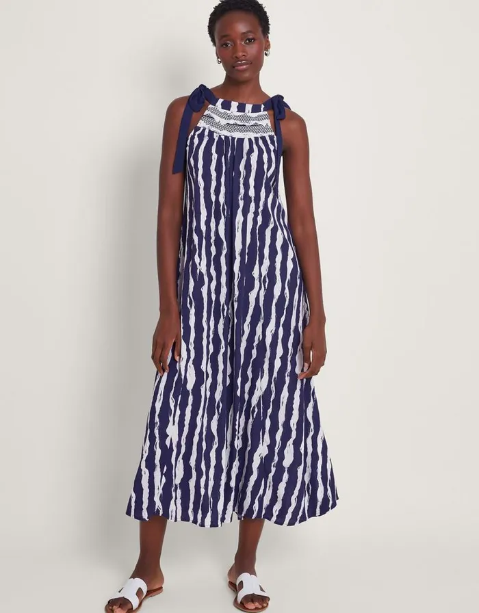 Monsoon Caity Stripe Dress Blue Women Casualwear