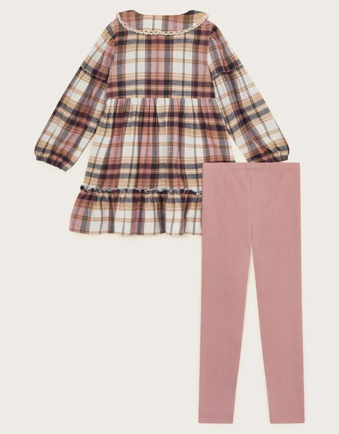Monsoon Check Embroidered Blouse And Leggings Set Pink Children Sets and Outfits Monsoon Check Embroidered Blouse And Leggings Set Pink Children Sets and Outfits