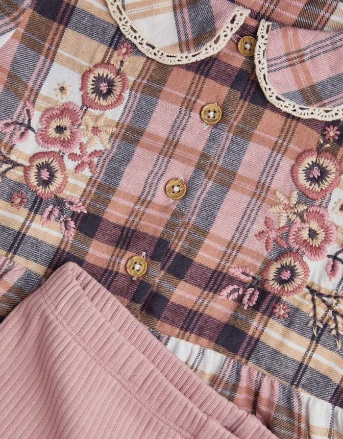 Monsoon Check Embroidered Blouse And Leggings Set Pink Children Sets and Outfits Monsoon Check Embroidered Blouse And Leggings Set Pink Children Sets and Outfits