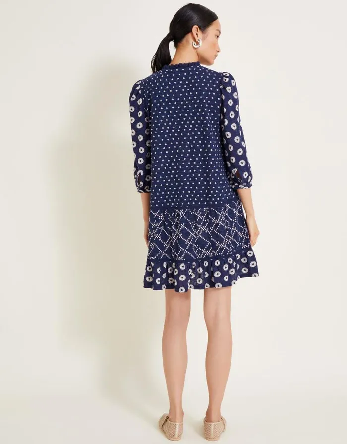 Monsoon Cindy Print Jersey Dress Blue Women Midi Dresses Monsoon Cindy Print Jersey Dress Blue Women Midi Dresses