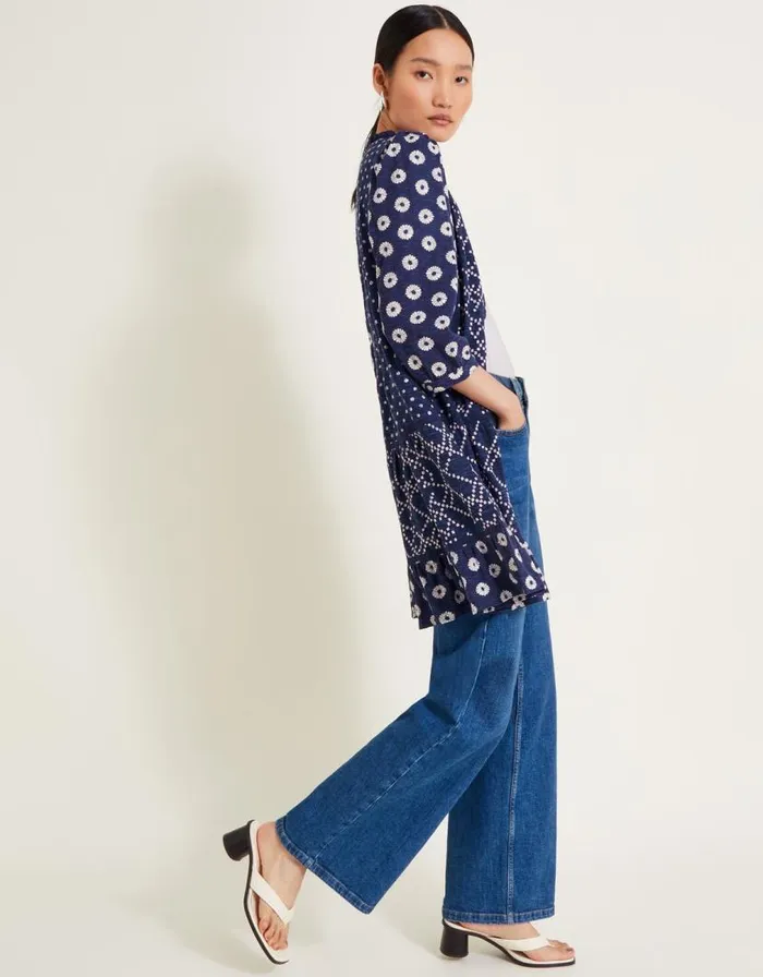 Monsoon Cindy Print Jersey Dress Blue Women Midi Dresses Monsoon Cindy Print Jersey Dress Blue Women Midi Dresses