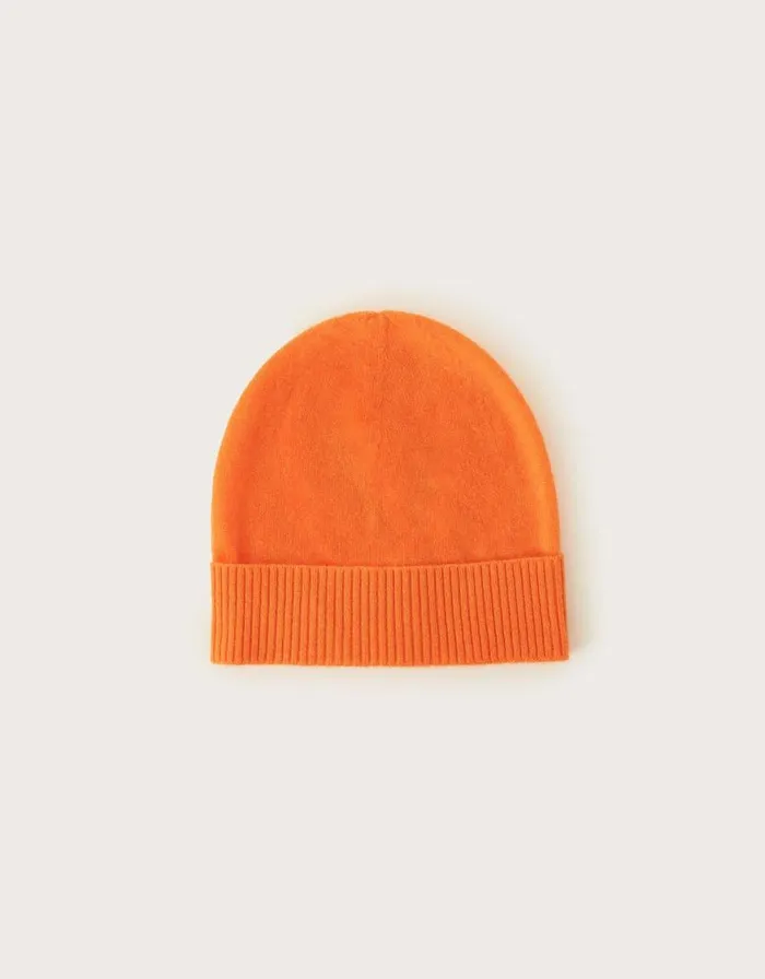 Monsoon Coni Cashmere Beanie Hat Orange Women Hats