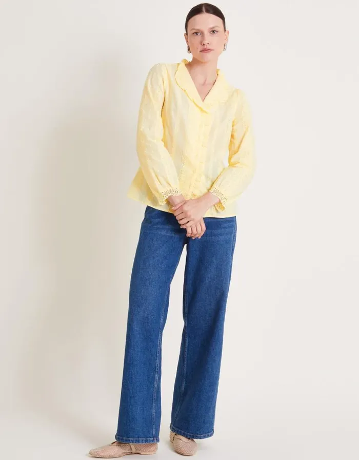 Monsoon Cora Embroidered Shirt Yellow Women Tops and Blouses Monsoon Cora Embroidered Shirt Yellow Women Tops and Blouses