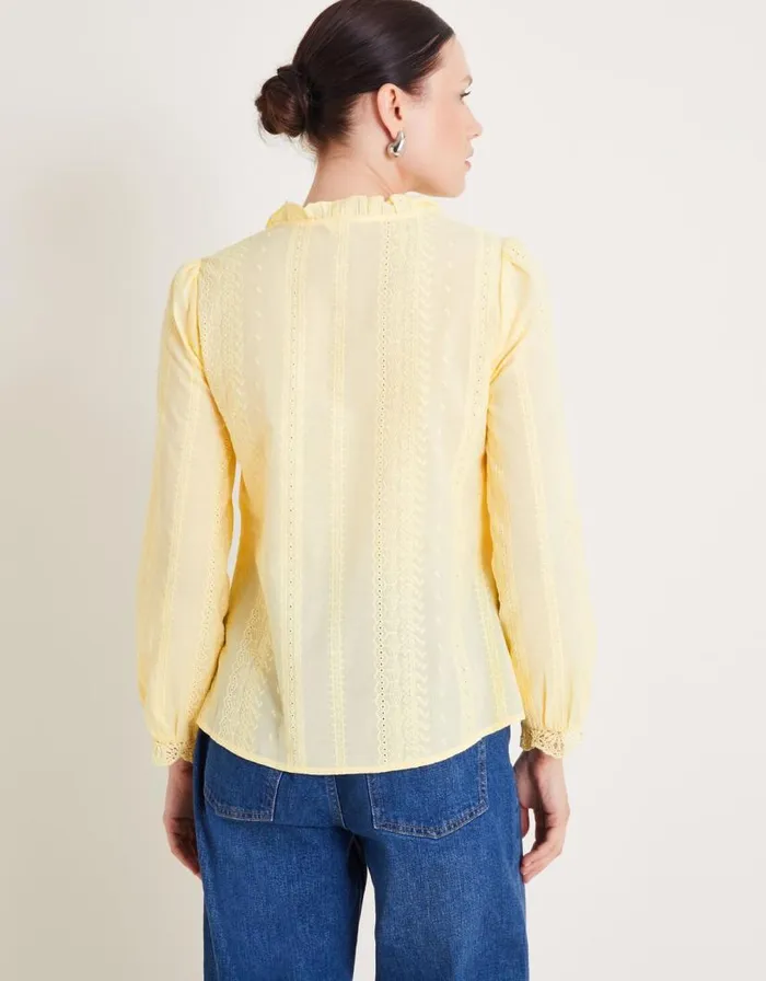 Monsoon Cora Embroidered Shirt Yellow Women Tops and Blouses Monsoon Cora Embroidered Shirt Yellow Women Tops and Blouses