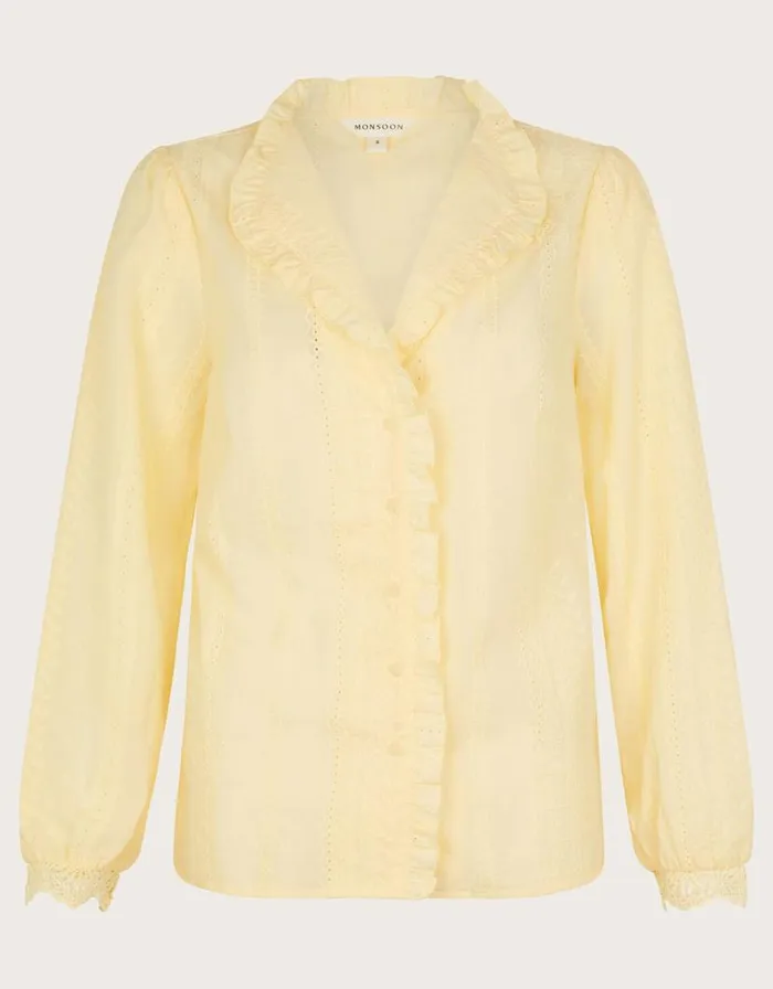 Monsoon Cora Embroidered Shirt Yellow Women Tops and Blouses Monsoon Cora Embroidered Shirt Yellow Women Tops and Blouses