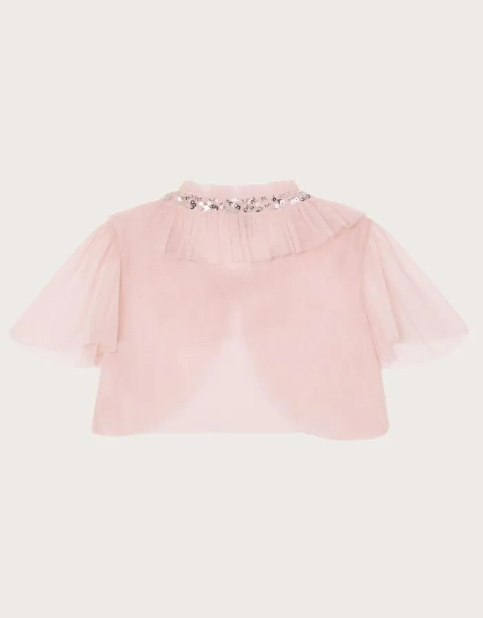 Monsoon Crop Tulle Cape Jacket Pink Children Partywear Monsoon Crop Tulle Cape Jacket Pink Children Partywear