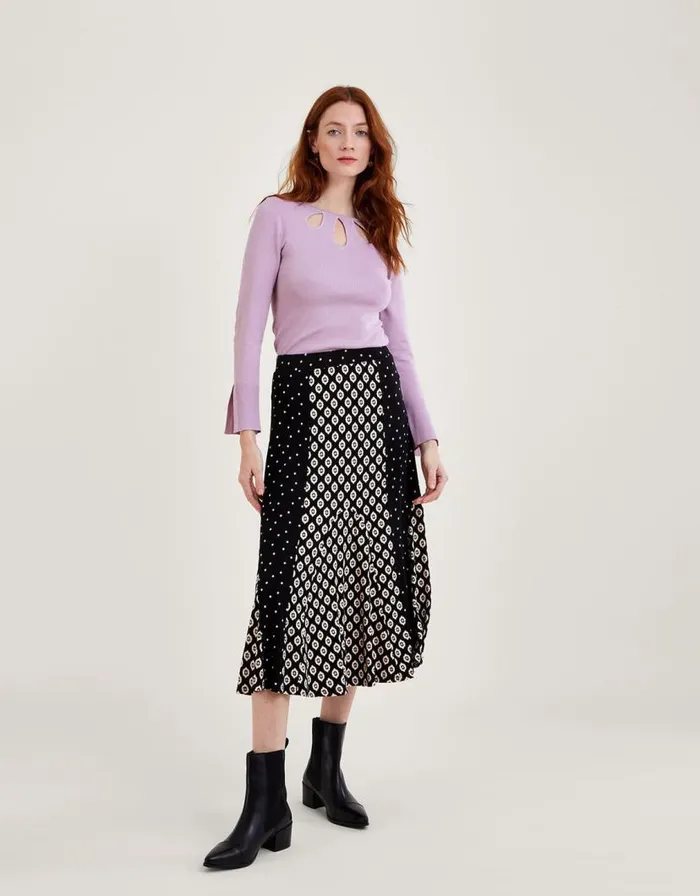 Monsoon CutOut Ribbed Jumper With LENZING ECOVERO Purple Women Knitwear