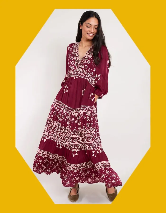 Monsoon East Chrisse Print Dress Red Women Occasion Dresses