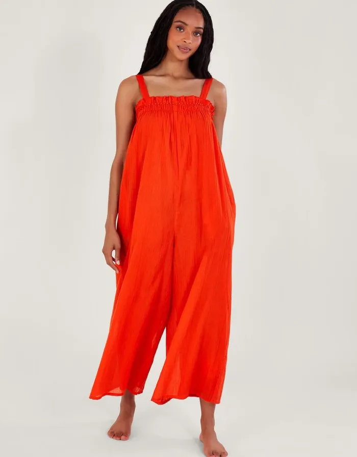 Monsoon Eve Plain Jumpsuit Orange Women Beachwear and Swimwear