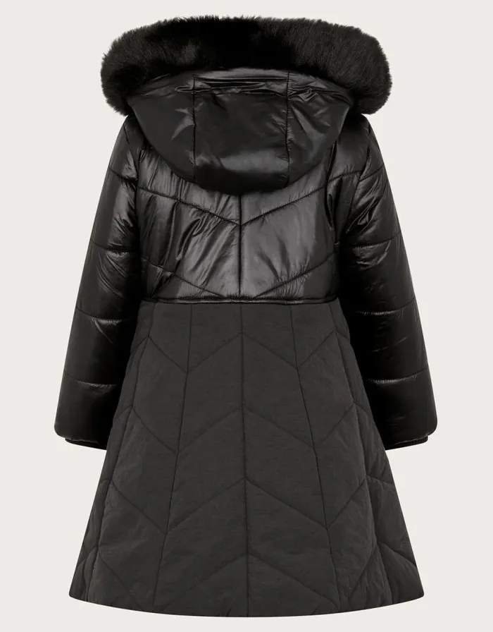 Monsoon Faux Fur Hooded ALine Puffer Coat Black Children Coats and Jackets Monsoon Faux Fur Hooded ALine Puffer Coat Black Children Coats and Jackets