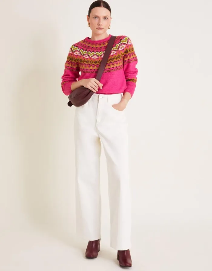 Monsoon Fern Fair Isle Jumper Pink Women Knitwear Monsoon Fern Fair Isle Jumper Pink Women Knitwear