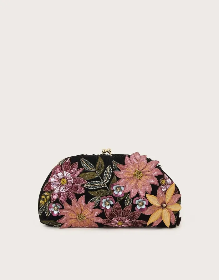 Monsoon Flo Floral Embellished Clutch Bag Women Bags and Purses