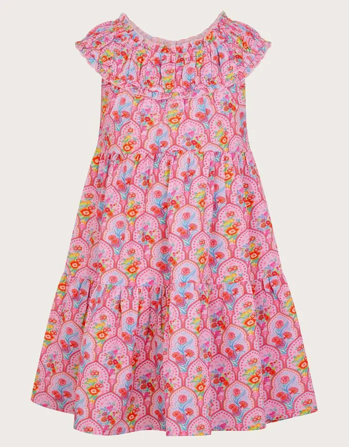 Monsoon Floral Tile Beach Dress Purple Children Dresses