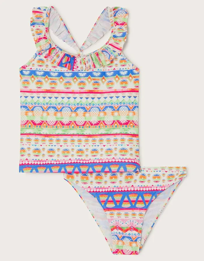 Monsoon Fruit Stripe Tankini Set Orange Children Beachwear and Swimwear