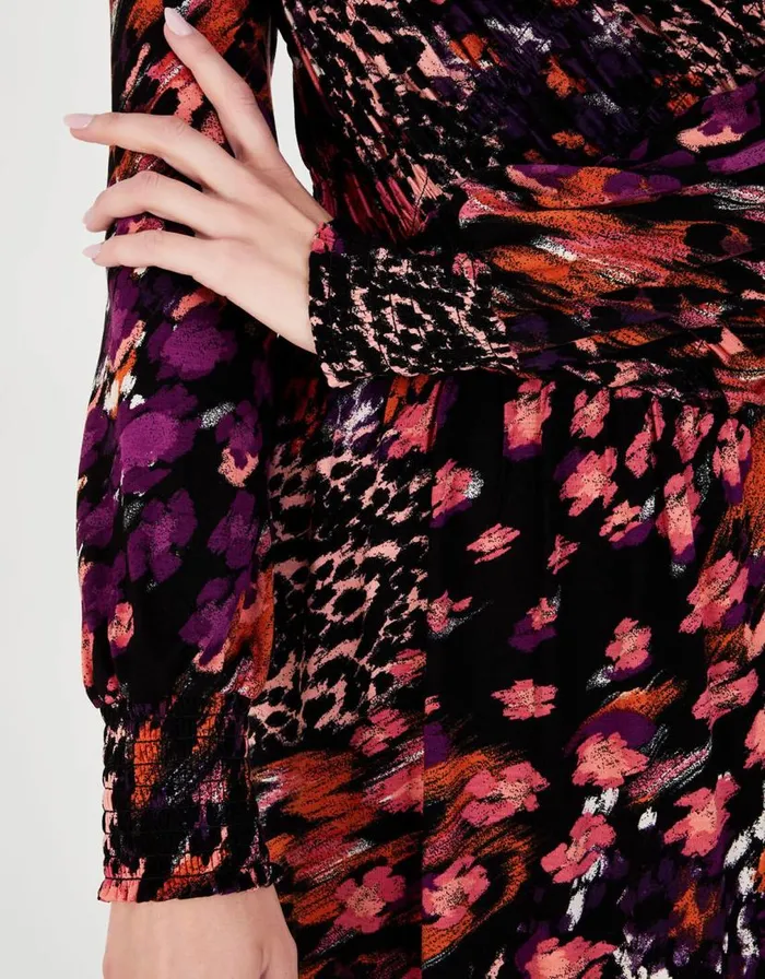 Monsoon Genesis Animal Print Dress Black Women Midi Dresses Monsoon Genesis Animal Print Dress Black Women Midi Dresses