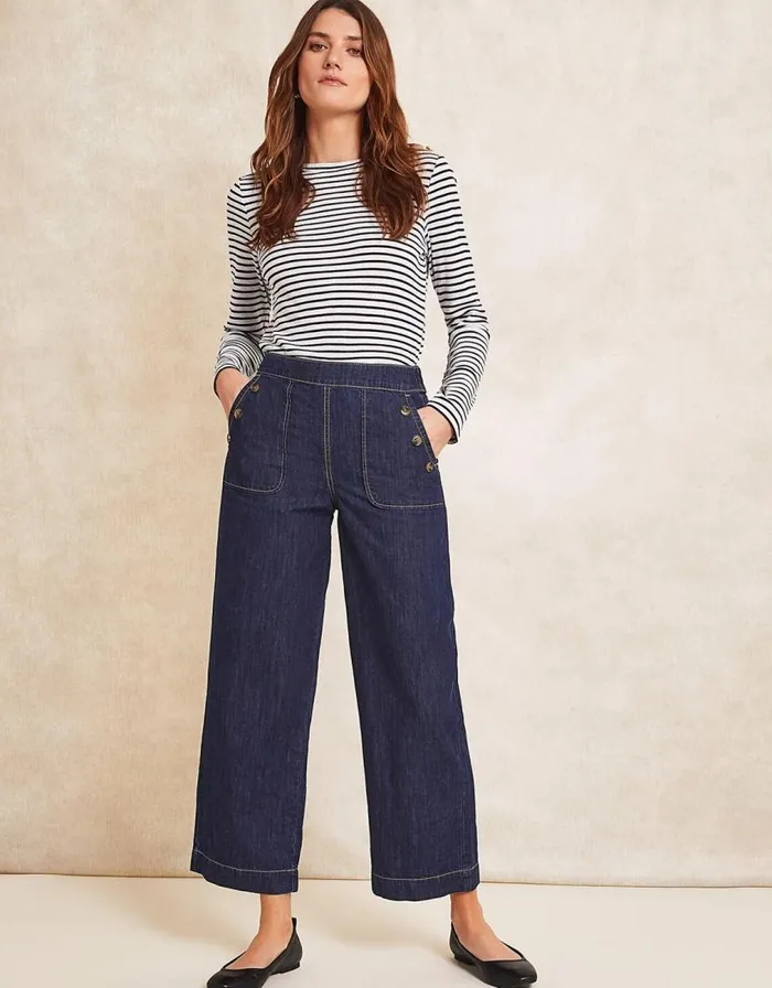 Monsoon Harper Short Wide Leg Crop Jeans Blue Women Trousers and Jeans Monsoon Harper Short Wide Leg Crop Jeans Blue Women Trousers and Jeans