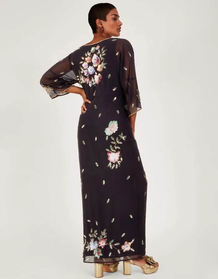 Monsoon Josie Embroidered Wrap Dress Black Women Occasionwear Monsoon Josie Embroidered Wrap Dress Black Women Occasionwear