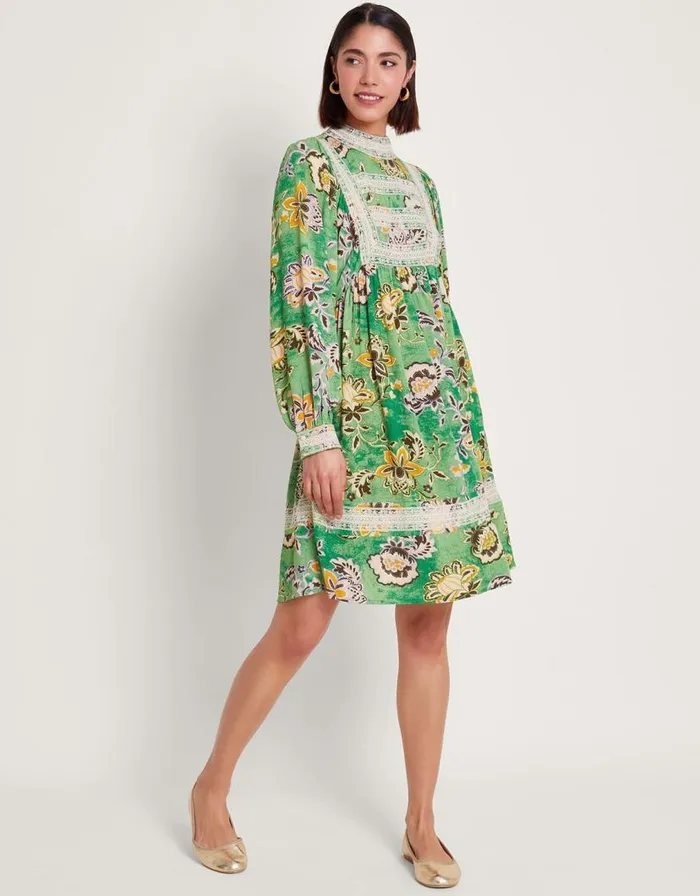 Monsoon Juliet Floral Dress Green Women Casualwear