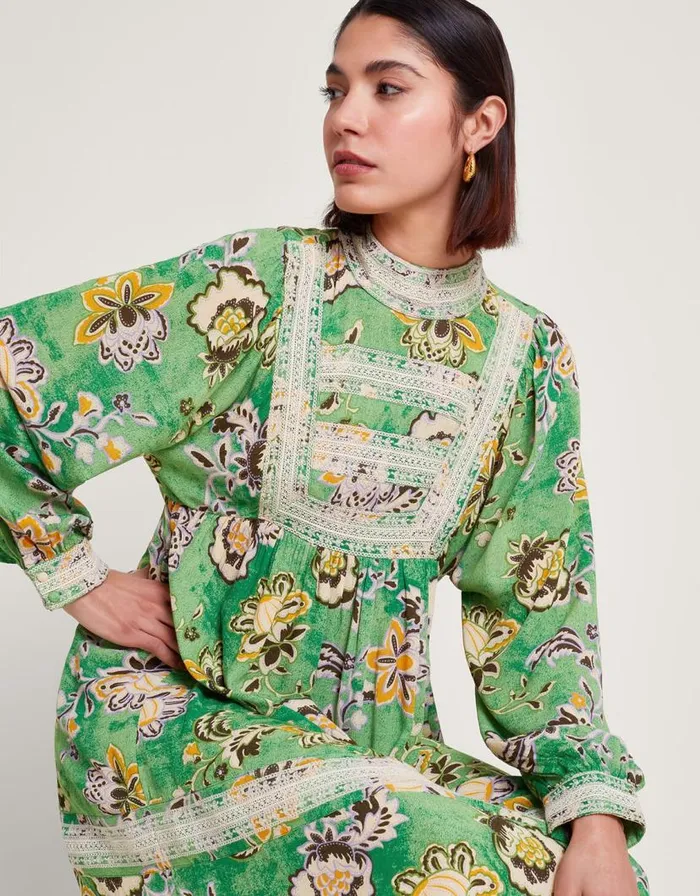 Monsoon Juliet Floral Dress Green Women Casualwear Monsoon Juliet Floral Dress Green Women Casualwear