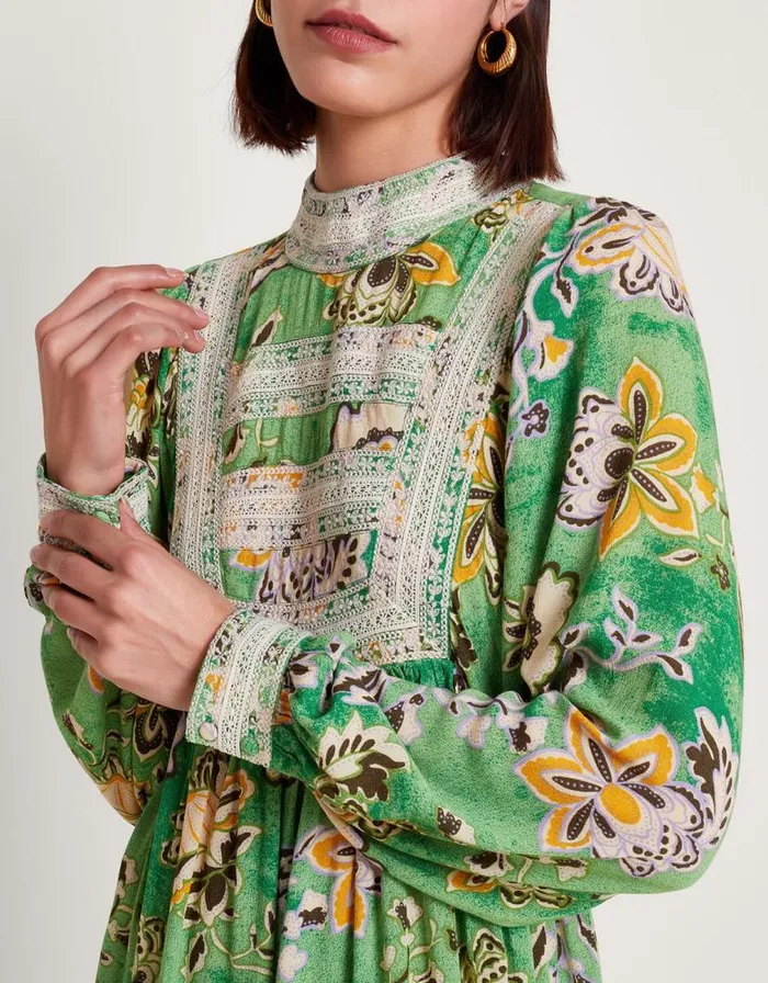 Monsoon Juliet Floral Dress Green Women Casualwear Monsoon Juliet Floral Dress Green Women Casualwear