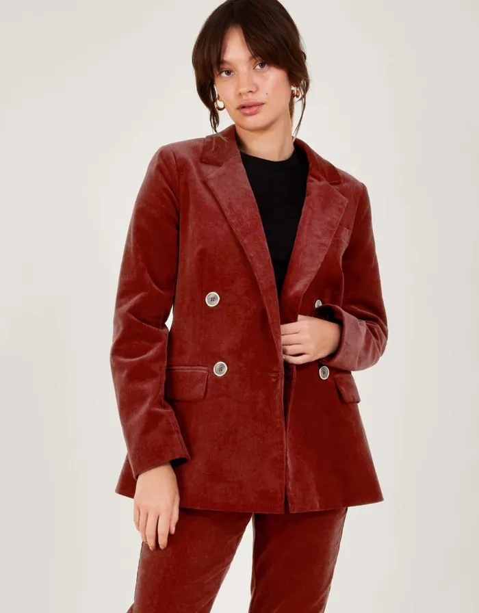 Monsoon Justine Double Breasted Cord Blazer Copper Women Casualwear