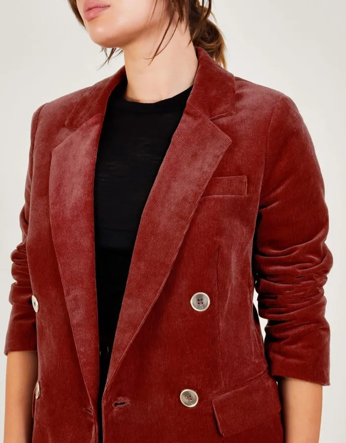 Monsoon Justine Double Breasted Cord Blazer Copper Women Casualwear