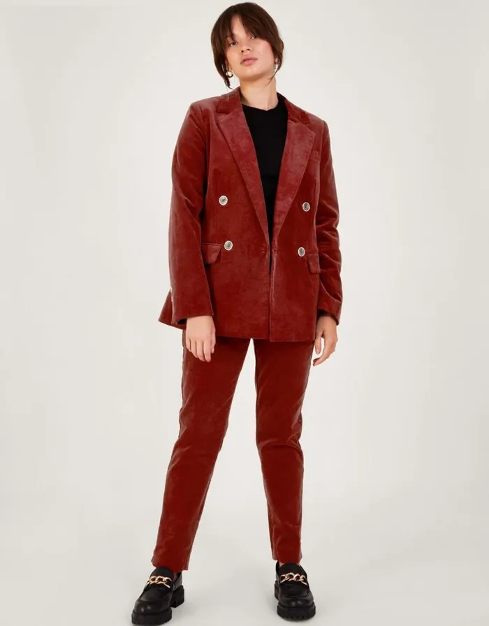 Monsoon Justine Double Breasted Cord Blazer Copper Women Casualwear