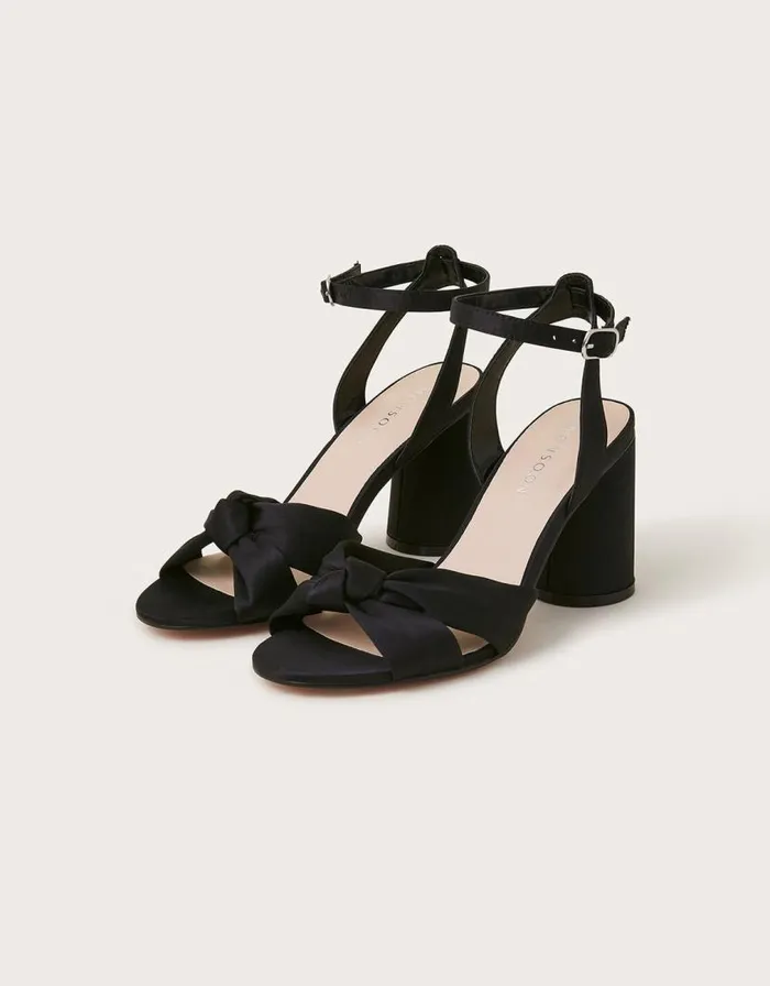 Monsoon Knot Front Block Heel Sandals Black Women Sandals