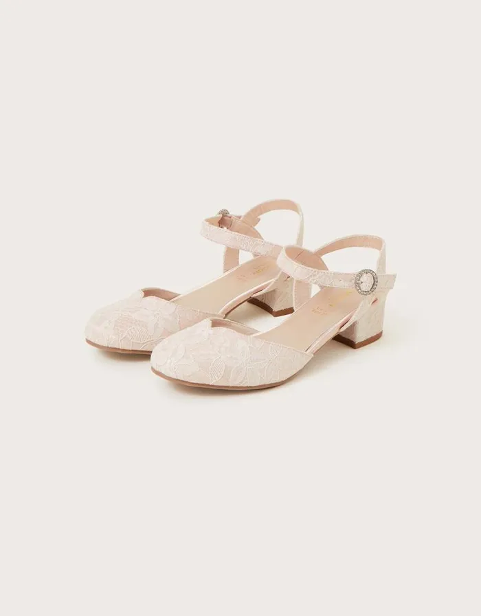 Monsoon Lace TwoPart Heels Pink Children Partywear