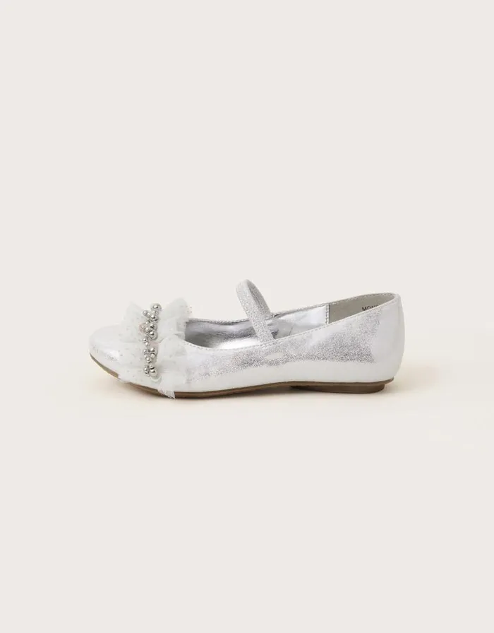 Monsoon Land Of Wonder Beaded Ballet Flats Silver Children Partywear Monsoon Land Of Wonder Beaded Ballet Flats Silver Children Partywear