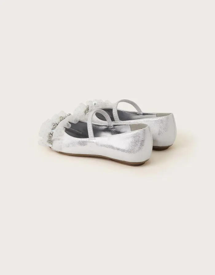 Monsoon Land Of Wonder Beaded Ballet Flats Silver Children Partywear Monsoon Land Of Wonder Beaded Ballet Flats Silver Children Partywear