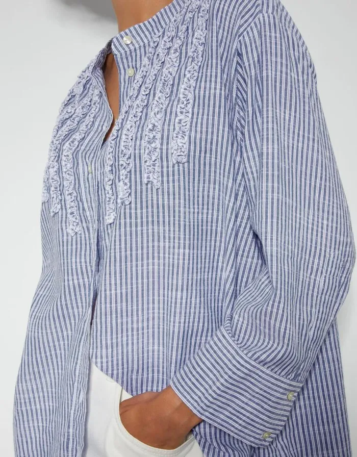 Monsoon Laura Ruffle Blouse Blue Women Casualwear